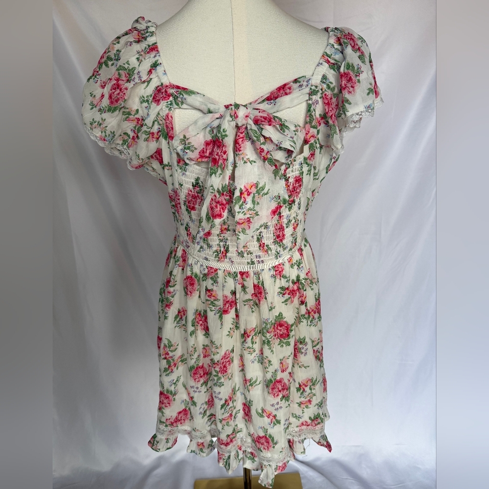 Altar’d State Bella Floral Ruffle Mini Dress White/Pink Size Medium - Picture 6 of 12